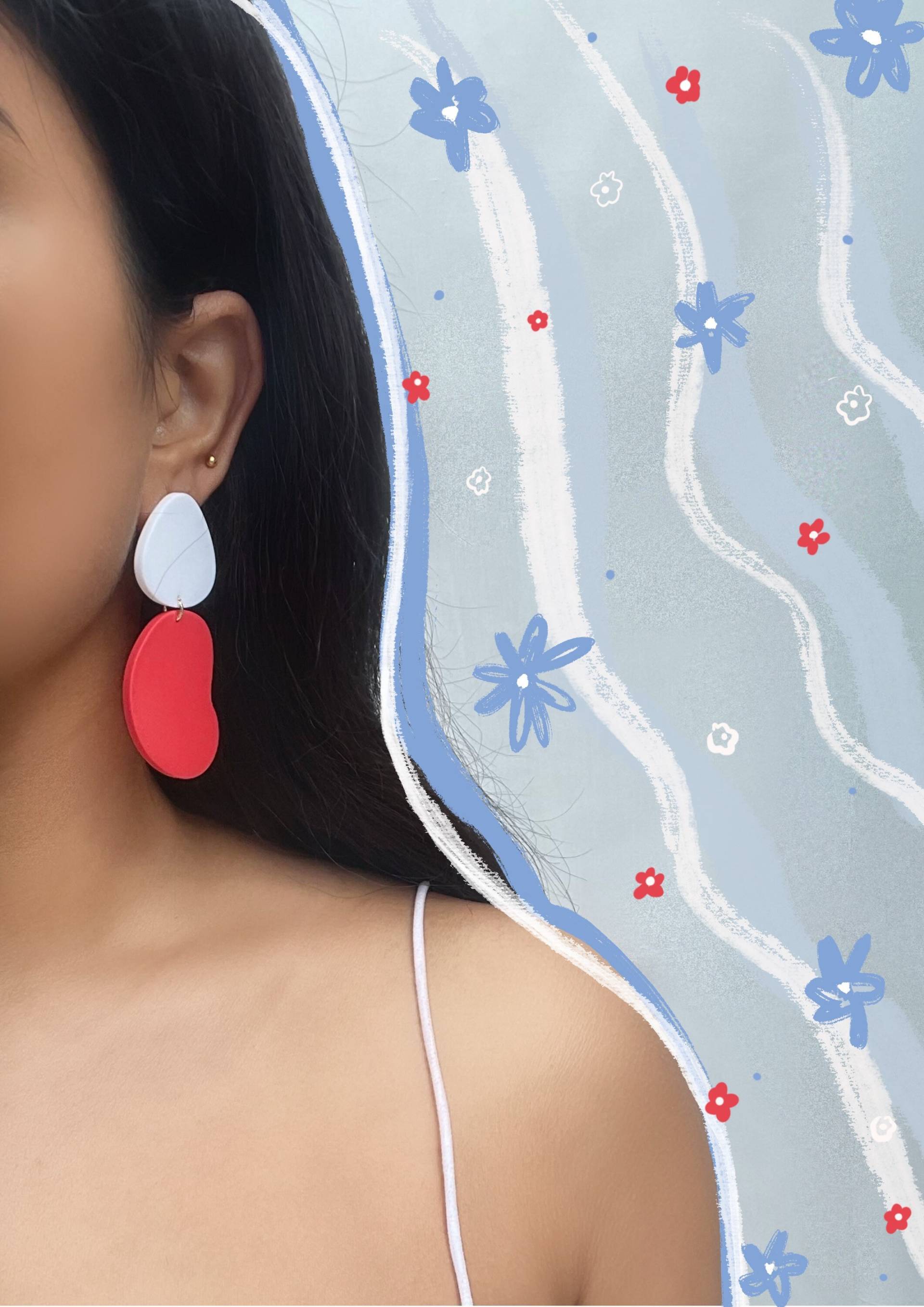 Red Geometric Earrings | Statement Art Big Bohemian Red Geometric Earrings | Statement Art Big Bohemian von CottonCrowd
