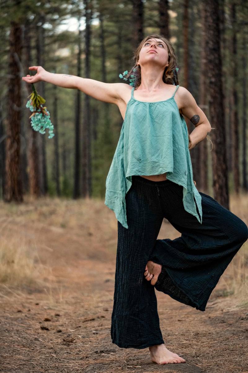 Mintgrün 100% Baumwolle Tank Top | Fließendes Boho Leichtes Sommer Baumwoll Handgemachtes Gaze Hemd von CottonFlowerClothing