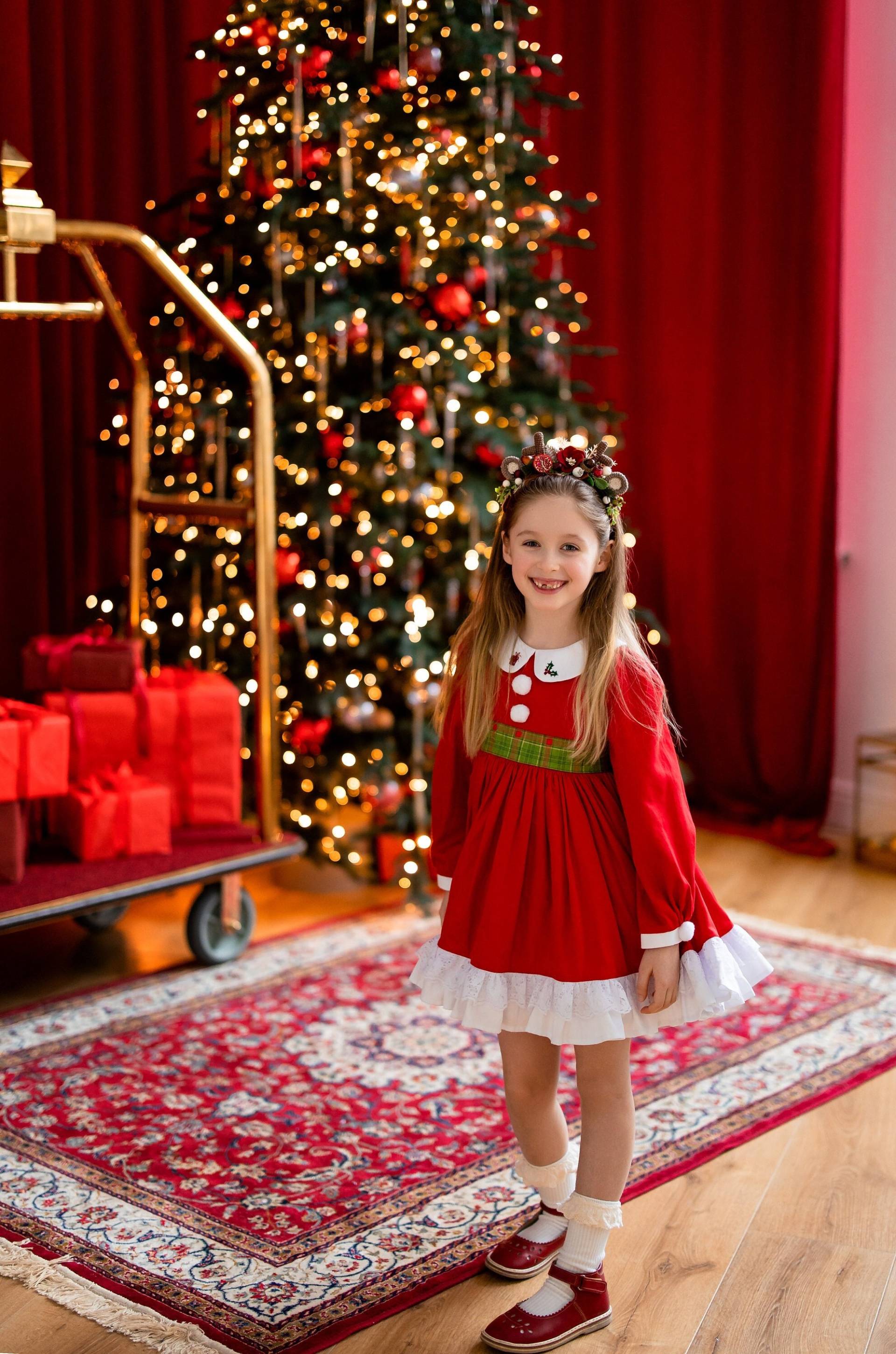 Mädchen Weihnachtskleid, Santa Baby Kleid, Mrs. Claus Kostüm, Kleinkind Weihnachten Foto Requisite, Familie Weihnachtsfotos von CottonFoxApparel