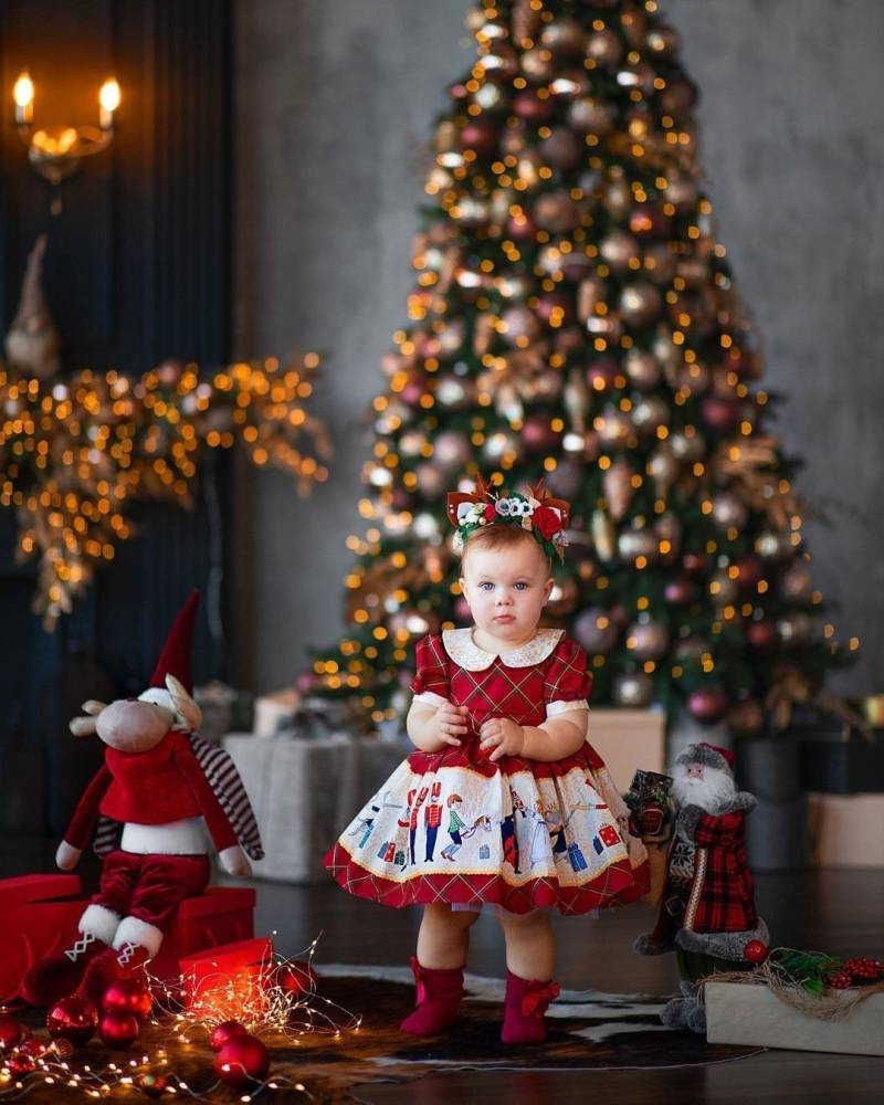 Tartan Karo Weihnachtskleid Nussknacker Baby Mädchen Outfit von CottonFoxApparel