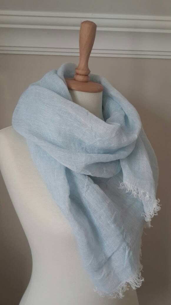Leichter Himmelblauer Leinen Schal - Organix Flax Damen Tuch 100 % Sommer Reines Kleidung Accessoires von CottonMood