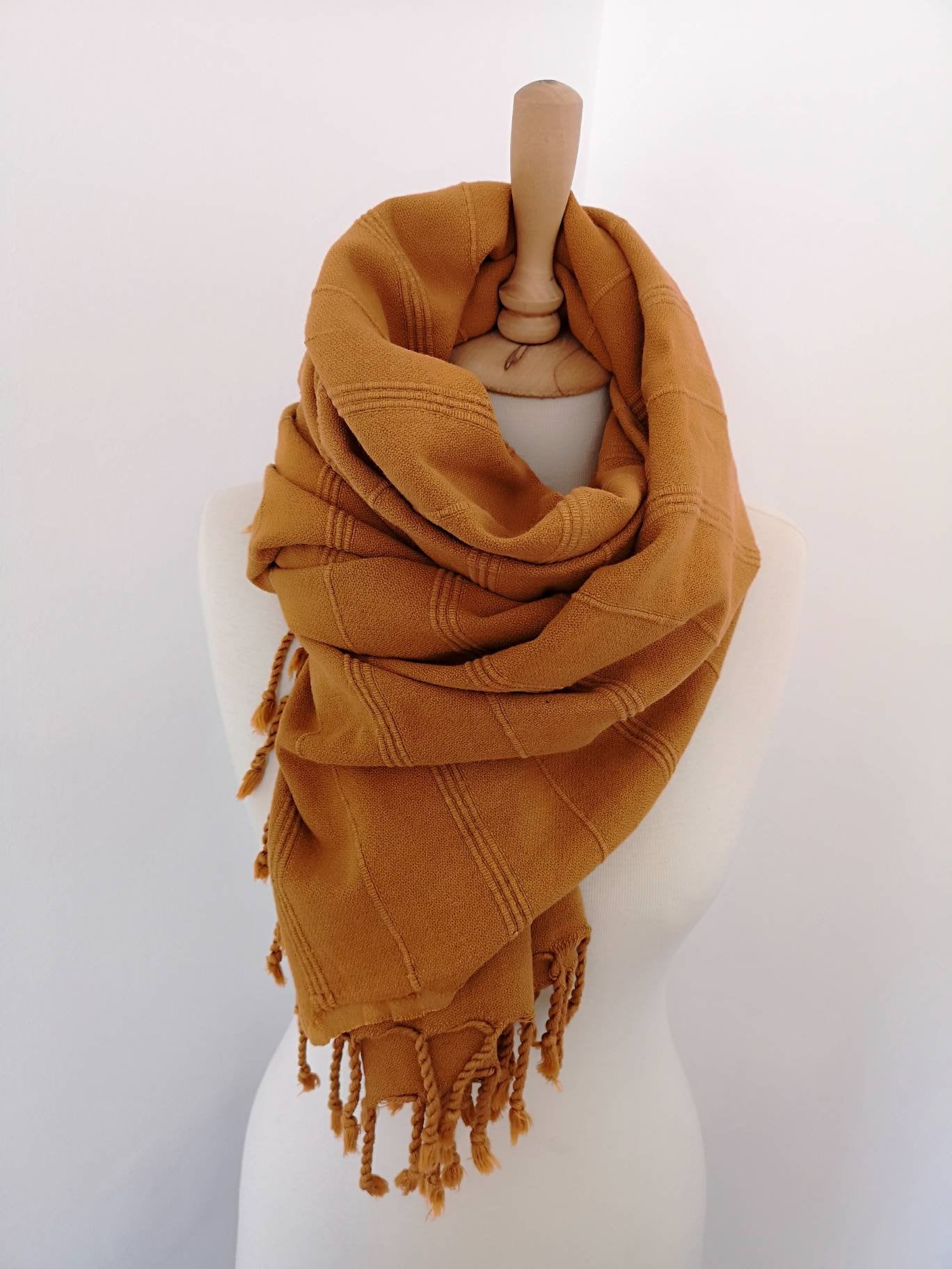 Orange Braun Übergroße Decke Schal - Reise Vertuschen Trendige Boho Mit Quasten Große Bequeme Wrap Steingewaschen Ecotton von CottonMood