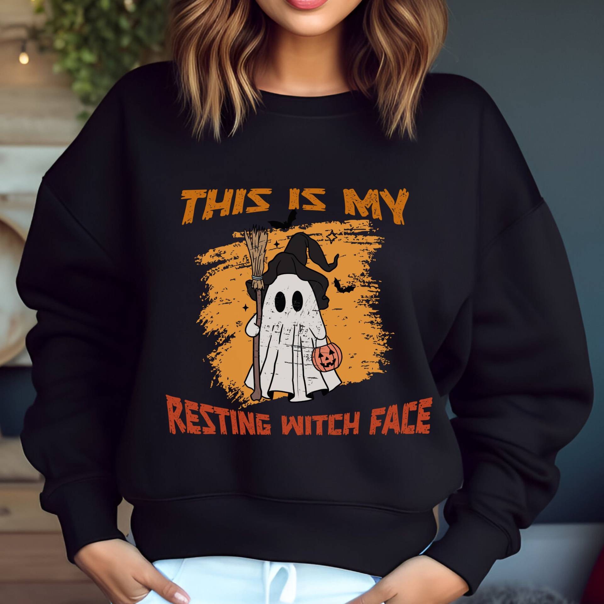 Halloween Hexe Geist Sweatshirt, Gruselige Kleidung, Lustiges Geschenk, Sweatshirt Für Den Herbst, Zitat Shirt, Witchy Geschenk von CottonPrintStudio