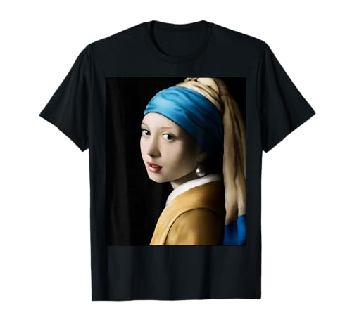 Vermeer Das Mädchen mit dem Perlenohrgehänge Perlenohrring T-Shirt Vermeer Das Mädchen mit dem Perlenohrgehänge Perlenohrring T-Shirt von CottonWords-famous-paintings
