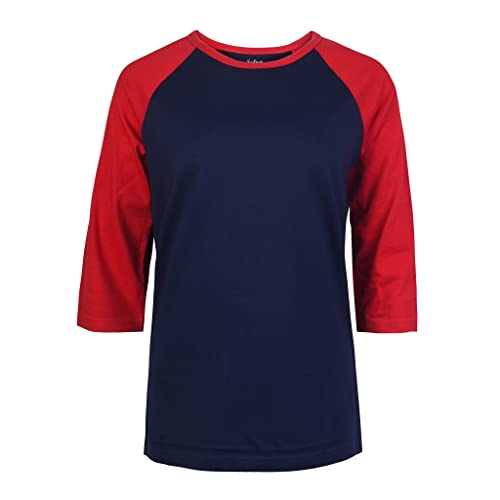 Cottonbell Damen Baseball Viertelärmel T-Shirt, Marineblau/Dunkelrot, Mittel Cottonbell Damen Baseball Viertelärmel T-Shirt, Marineblau/Dunkelrot, Mittel von Cottonbell