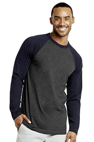 Herren Baseball-T-Shirt mit langen Ärmeln, Raglan-Baumwolle - Grau - Groß von Cottonbell