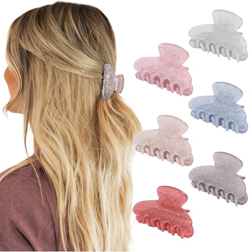 6 Stück Haarklammern Kleine Haarklammer für Damen Frauen und Mädche Mini-Haarspangen Hair Clip Accessoires Acrylklammer Starker Halt Rutschfeste Haarklammern für Mittleres und Dünnes Haar von Coubeau