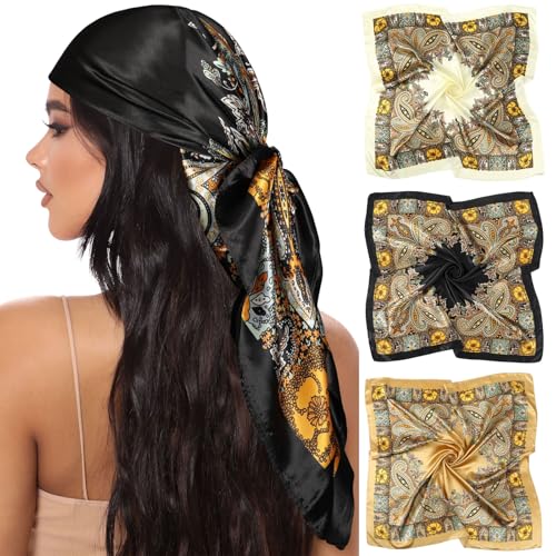 Coubeau 3 Stück Kopftuch Damen Sommer - Bandanas Damen Headscarf Haartuch Damen Modisches Kopftuch mit Cashewblüten von Coubeau