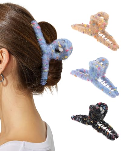 Coubeau 3 Stück modische Strick-Haarspangen für Damen für Herbst und Winter – leichte und praktische Haarspange für den Beginn des Herbstes und Winters, Haarspangen von Coubeau