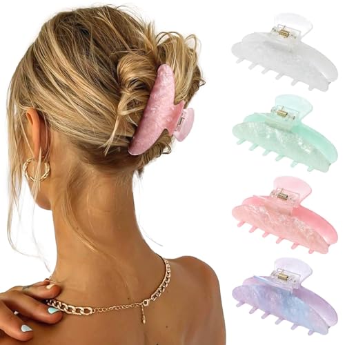 Coubeau 4 Stück Haarklammern–Große Haarklammern aus Acryl für dickes, dünnes HaarSstarke Halteklammern süße Rutschfeste Klammern stilvolles Haar-Accessoire für Frauen und Mädchen von Coubeau