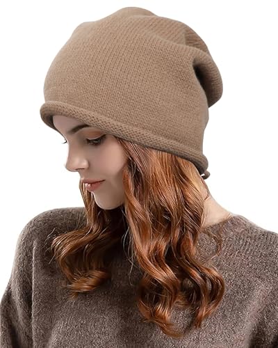 Coubeau Damen Schläppchen-Strickmützen - Schläppchen-Strickmütze Baggy Winterhut Elastischer Damenstrickhut Warme Wintermütze mit Futter von Coubeau