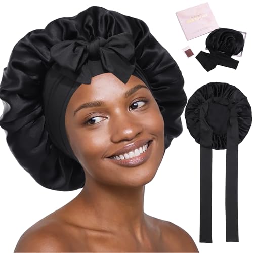 Coubeau Doppelseitig 100% Seidenhaube zum Schlafen - 19 Momme Maulbeerseide Schlafmütze aus Seide für Lockiges und Krauses Haar von Coubeau