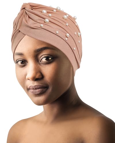Coubeau Frauen Turban Hut mit Seite Perle und plissiert Zubehör Anti-Haarausfall muslimischen Turban Hut von Coubeau