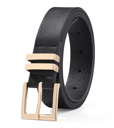 Coubeau PU Gürtel Damen - Schwarz Damengürtel mit Goldener Schnalle Leder Gürtel Frauen PU Leather Gürtel von Coubeau