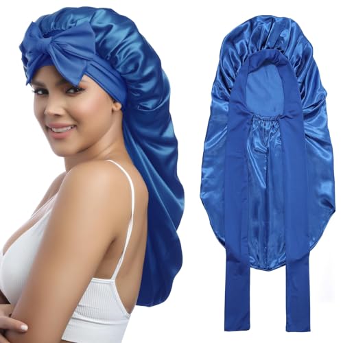 Coubeau Schlafmütze Satin Bonnet-Weite elastische Schlafhaube mit breitem Band, ideal zur Pflege von langen Haaren - Seidiges Design für Frauen von Coubeau