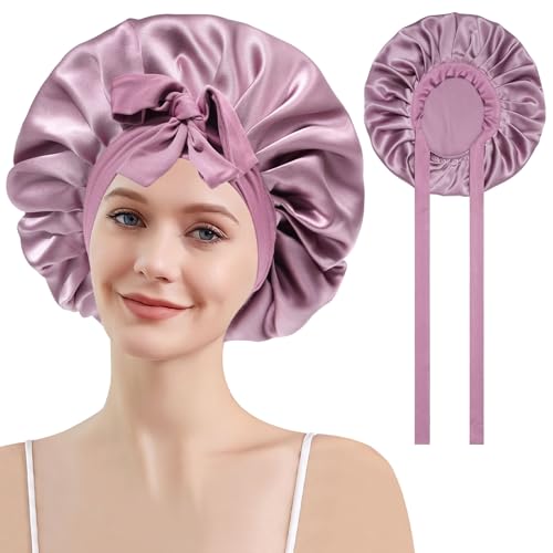 Coubeau Seidenhaube zum schlafen für Damen -100% Silk bonnet Schlafhaube Seide Haarhaube für die nacht Seide Bonnet sleep cap von Coubeau