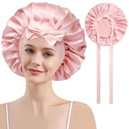 Coubeau Seidenhaube zum schlafen für Damen -100% Silk bonnet Schlafhaube Seide Haarhaube für die nacht Seide Bonnet sleep cap von Coubeau
