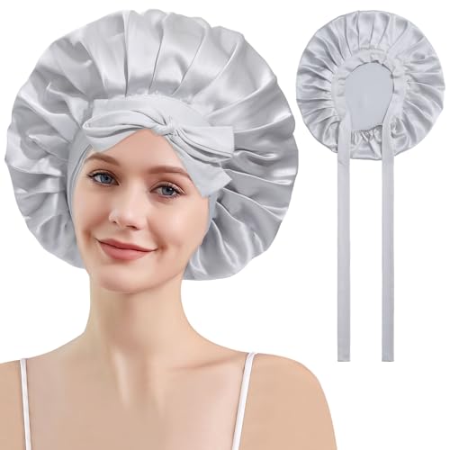 Coubeau Seidenhaube zum schlafen für Damen -100% Silk bonnet Schlafhaube Seide Haarhaube für die nacht Seide Bonnet sleep cap von Coubeau
