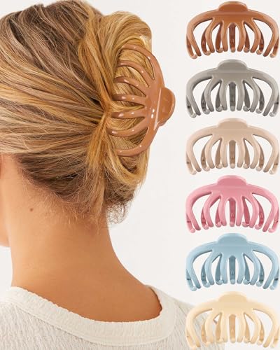 Set von sechs Kürbis-Haarklammern für Frauen, 3.15inch Rutschfeste Haarklammern in fester Farbe, fester Greifmund, geeignet für dickes Haar, feine Haarklammern, Cartoon-Frisurenzubehör von Coubeau