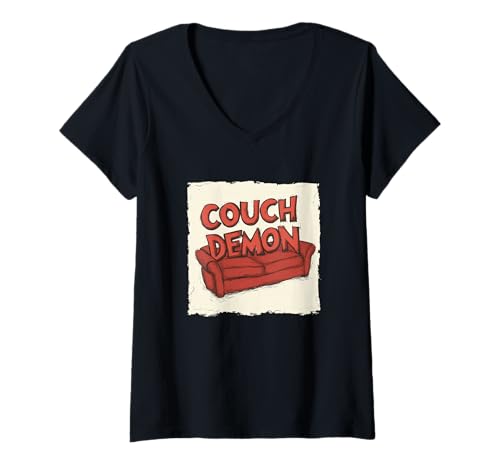 Damen Rot Couch Dämon Outfit für Monster und Couch Liebhaber T-Shirt mit V-Ausschnitt Damen Rot Couch Dämon Outfit für Monster und Couch Liebhaber T-Shirt mit V-Ausschnitt von Couch Outfit