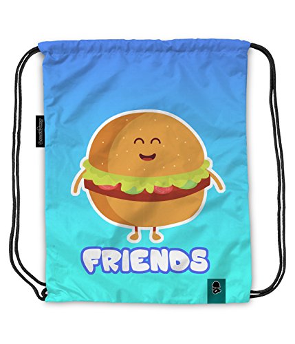 Coucharmy Jahn2 Food Essen Pizza Früchte Fruits Turn Beutel Rucksack Sport Beutel Gymbag Gymsack Stoffbeutel Rucksack Hipster Tasche vers. Design (ca. 34 x 40 cm) (Friends Burgers) von Coucharmy