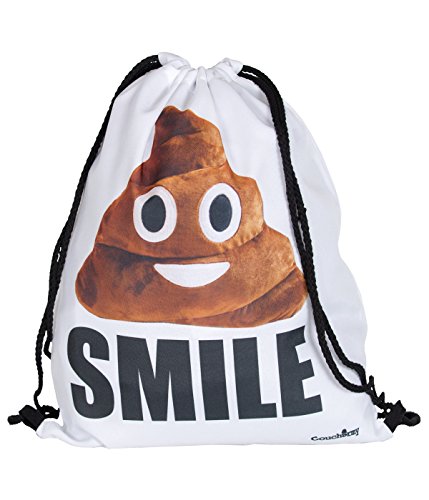 Coucharmy Jahn2 Poop Multi Emoji Unicode Turnbeutel Rucksack Sport Beutel Gymsack Hipster Tasche vers. Design (ca. 32 x 39 cm) (Poop Smile/Weiß) von Coucharmy