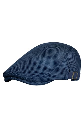 Coucoland Barett Cap Herren Sommer Netz Schiebermütze Atmungsaktiv Schirmmütze Newsboy Flat Cap Baskenmütze Herren Alltagsleben Accessoires Navyblau von Coucoland