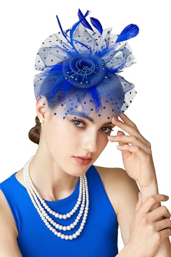 Coucoland Fascinators Hüte Damen Schleier Stirnband und Einer Gegabelten Clip Tea Party Kopfbedeckung von Coucoland