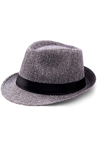 Coucoland Panama Hut Mafia Gangster Herren Fedora Trilby Bogart Hut Herren 1935s Gatsby Kostüm Original Grau L von Coucoland