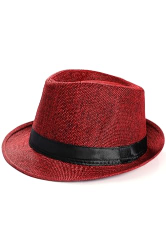 Coucoland Panama Hut Mafia Gangster Herren Fedora Trilby Bogart Hut Herren 1938s Gatsby Kostüm Original von Coucoland