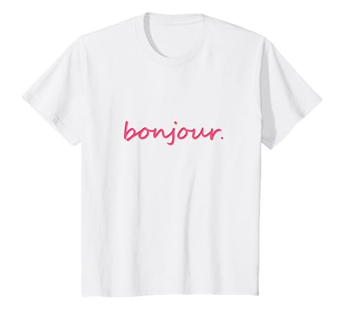 Kinder Kinder Bonjour Design in Rosa T-Shirt Kinder Kinder Bonjour Design in Rosa T-Shirt von Coucou Studio