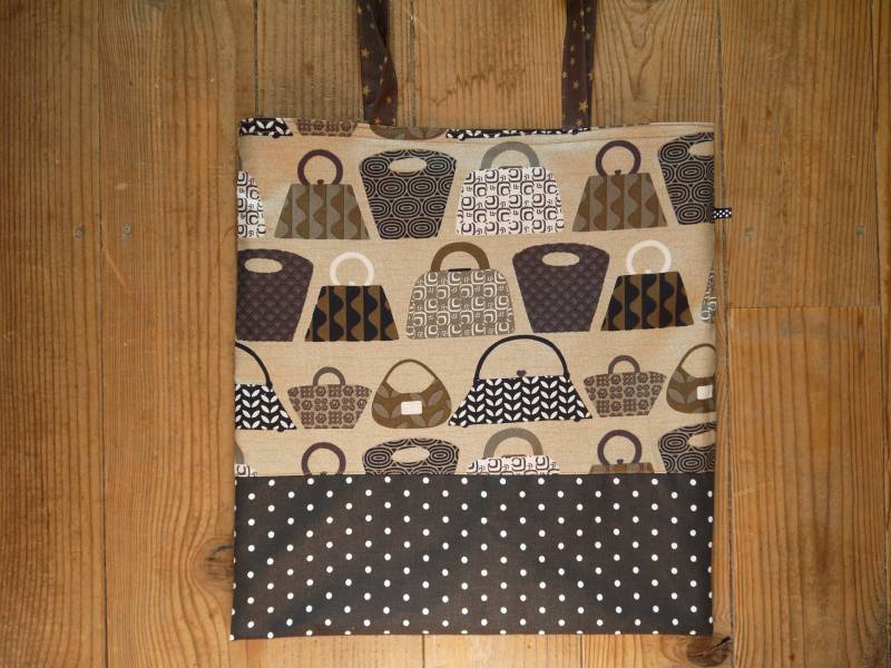 Einkaufstasche Doppel - Und Reversible Muster "Vintage Handtaschen, Erbse Sterne" von CoudCoudParElz