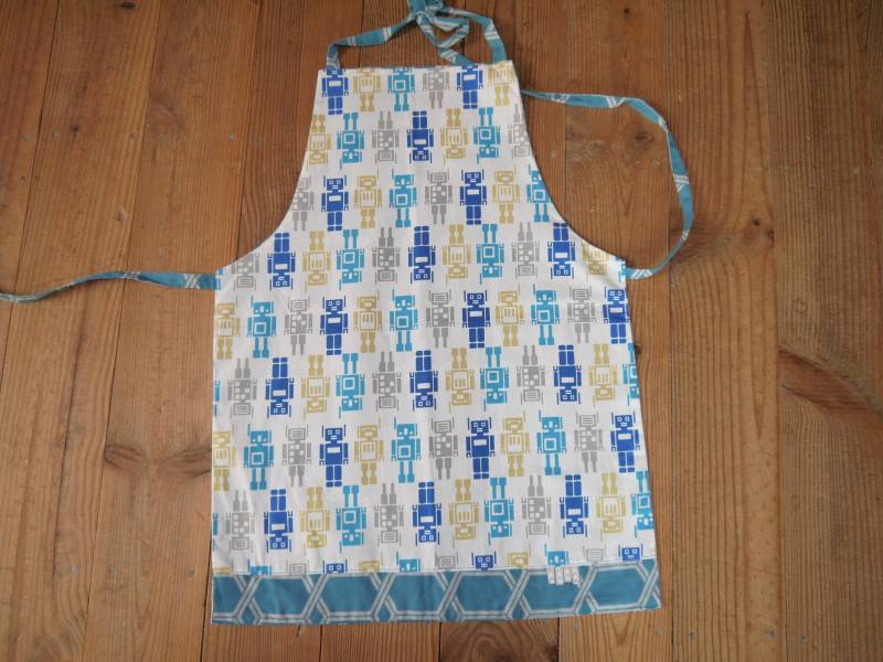 Reversible Küchenschürze, Für 2 Bis 10 Jahren Über "Blaue Roboter" Jungen von CoudCoudParElz