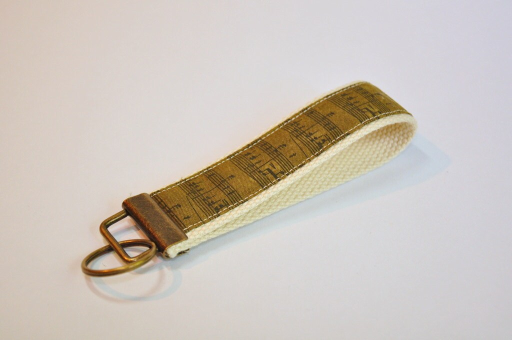 Noten Stoff Schlüsselanhänger Olivgrün Schlüsselanhänger Lanyard von Coudsdonc