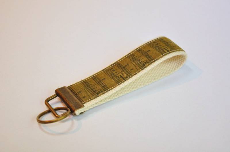 Noten Stoff Schlüsselanhänger Olivgrün Schlüsselanhänger Lanyard von Coudsdonc