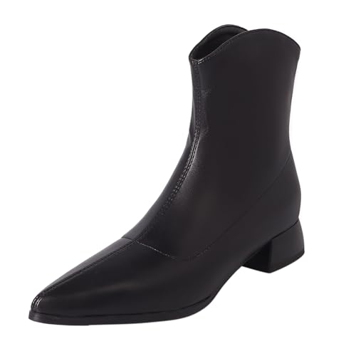 CouieCuies Damens Chunky Low Absatz Knöchel Stiefel Closed Pointed Toe Kurzschaft Stiefelies Back Zipper Gemütlich Arbeit Party Schuhe CouieCuies Damens Chunky Low Absatz Knöchel Stiefel Closed Pointed Toe Kurzschaft Stiefelies Back Zipper Gemütlich Arbeit Party Schuhe von CouieCuies