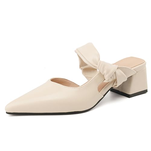 CouieCuies Niedrige Absatz Pantoletten for Damen Chunky Heel Ohne Verschluss Pointed Toe Backless Gemütlich Leisure Kleid Schuhe CouieCuies Niedrige Absatz Pantoletten for Damen Chunky Heel Ohne Verschluss Pointed Toe Backless Gemütlich Leisure Kleid Schuhe von CouieCuies