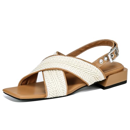 CouieCuies Slingback Low Heel Sandalenen for DamenGemütlichCross Strap Sommer Strand Schuhe Offene Zeh CouieCuies Slingback Low Heel Sandalenen for DamenGemütlichCross Strap Sommer Strand Schuhe Offene Zeh von CouieCuies