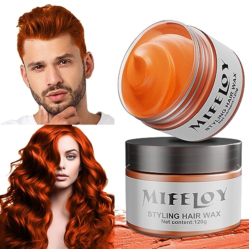 4,23 Unzen Orange Temporäre Haartönung, Instant Hair Cream Mud, Natürliche Haarfarbe Frisur Pomade, Unisex Styling Haartone Wax, 120g Haar Wachs für Party Cosplay Halloween Weihnachten von Coukula