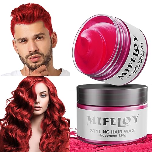 4,23 Unzen Rot Temporäre Haartönung, Red Instant Hair Cream Mud, Natürliche Haarfarbe Frisur Pomade, Unisex Styling Haartone Wax, 120g Haar Wachs für Party Cosplay Halloween Weihnachten von Coukula