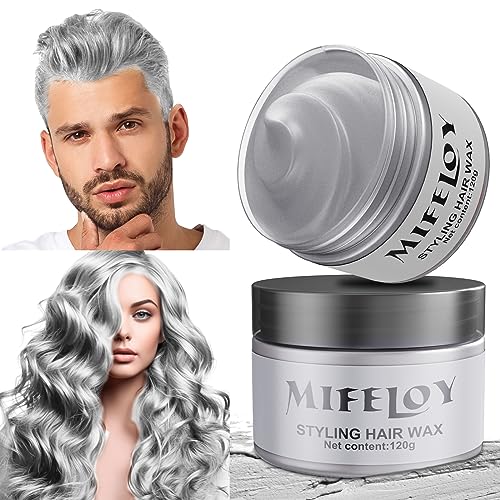 4,23 Unzen Silbergrau Temporäre Haartönung, Gray Instant Hair Cream Mud, Natürliche Haarfarbe Frisur Pomade, Unisex Styling Haartone Wax, 120g Grau Haar Wachs für Party Cosplay Halloween Weihnachten von Coukula