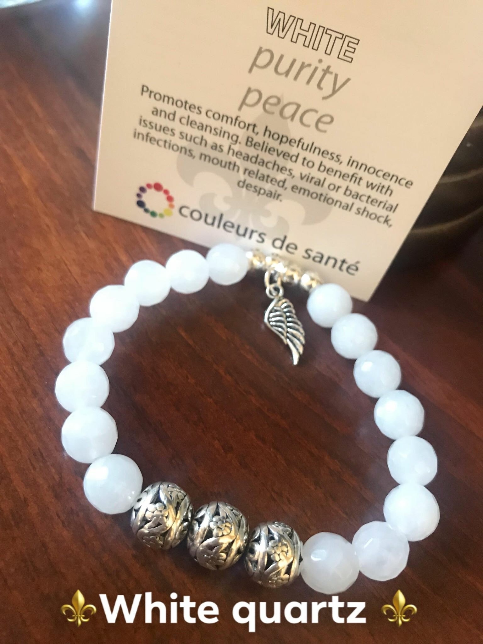 Weiß Quarz Farbe Therapie Armband von CouleursDeSante