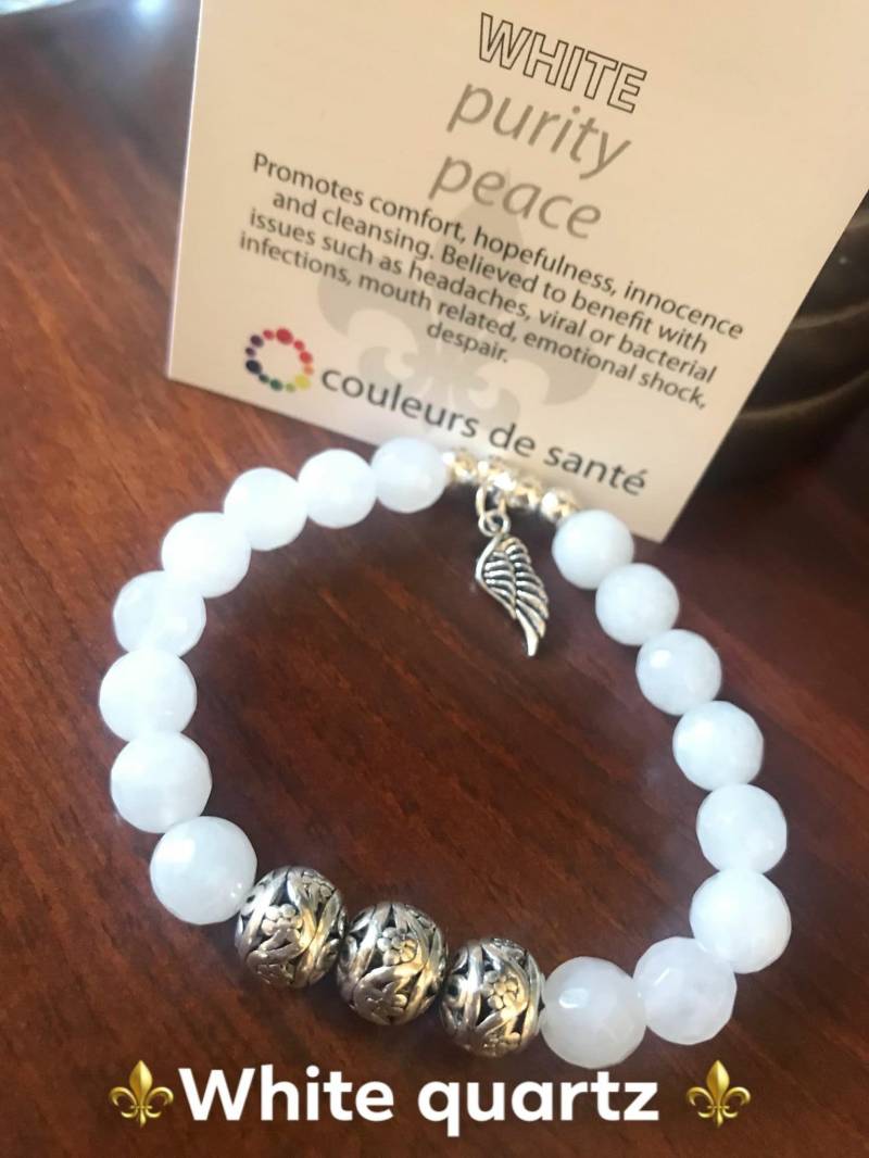 Weiß Quarz Farbe Therapie Armband von CouleursDeSante