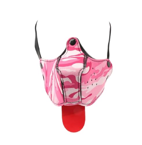 CoundCo SM Hundemaske Tierkopf Maske Neopren Petplay Kopfmaske mit Abnehmbare Maske für Mund Erotik Rollenspiel Slave Puppy Haube Sexspielzeug für Paare Männer Frauen (Tarnpulver) von CoundCo