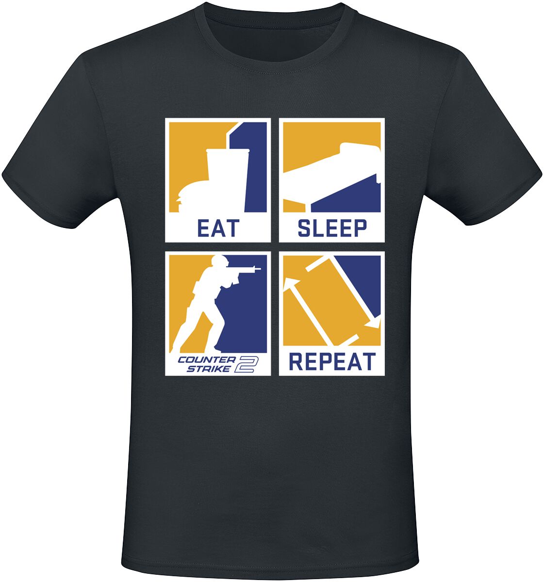 Counter-Strike 2 - Eat Sleep Repeat T-Shirt schwarz in XL von Counter-Strike