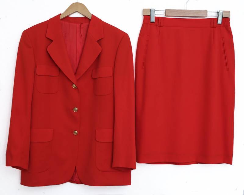 Vintage 70Er Jahre Burberrys 100% Wolle Anzug Set Blazer + Bleistiftrock - Damengröße Xl von CounterOfferBerlin