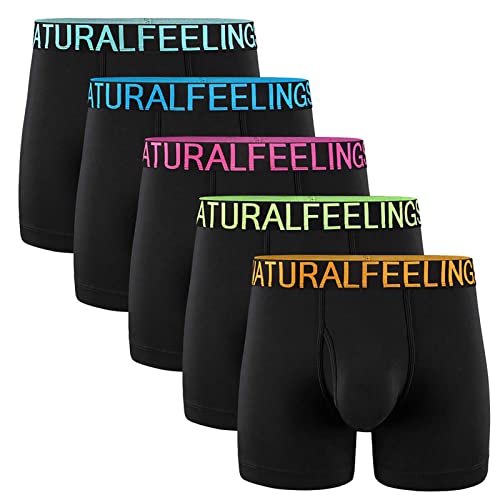 Counting Stars Boxershorts Herren Schwarz Unterhosen Männer Baumwolle Unterwäsche Herren 5er Pack L, Farbigen Gürteln von Counting Stars