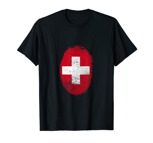 Schweiz Flagge Fingerabdruck Stolz Schweizer Männer Frauen Kinder DNA T-Shirt Schweiz Flagge Fingerabdruck Stolz Schweizer Männer Frauen Kinder DNA T-Shirt von Countries National Flags