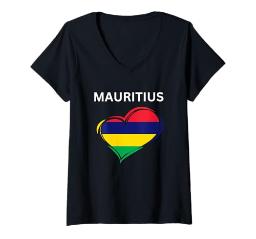 Damen Design auf Mauritius T-Shirt mit V-Ausschnitt von Countries Of The World Designs