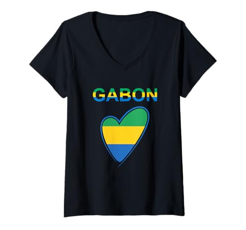 Damen Gabun-Design T-Shirt mit V-Ausschnitt von Countries Of The World Designs